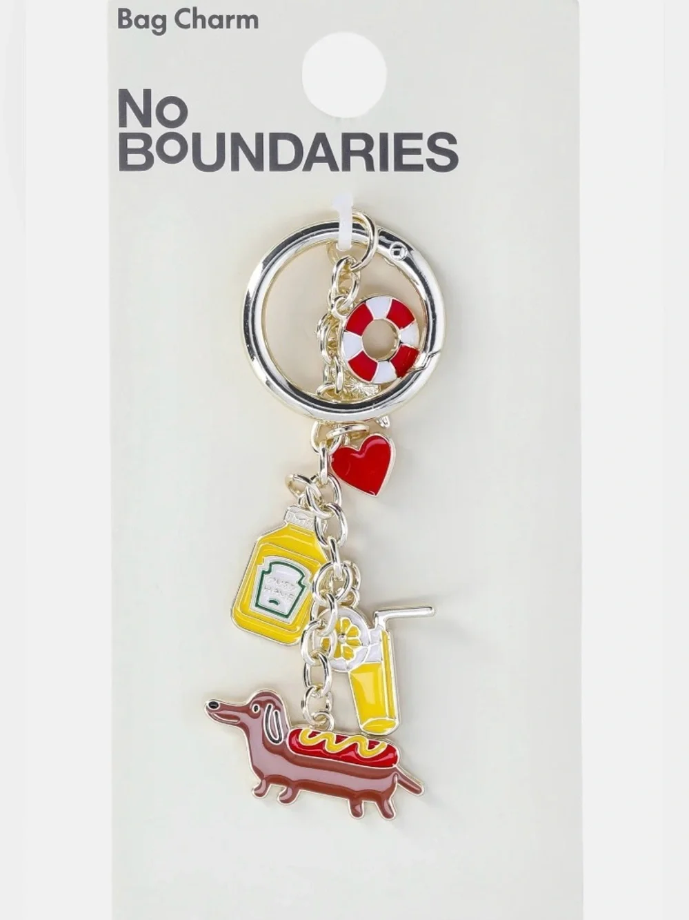 NWT bag charmNo Boundaries Hot Dog & Summer Red, Yellow, Silver